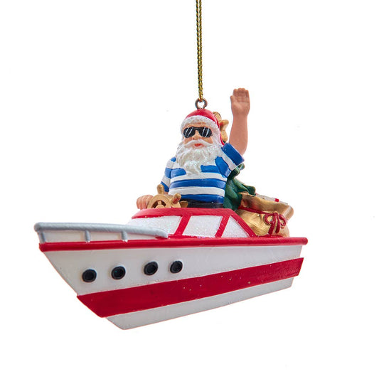 Santa Boating and Cruising Kurt Adler Resin Travel Ornament