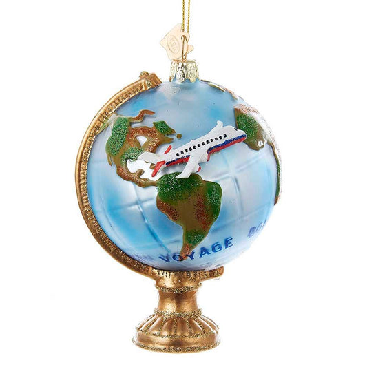 Noble Gems from Kurt Adler Glass Bon Voyage Globe Travel Ornament